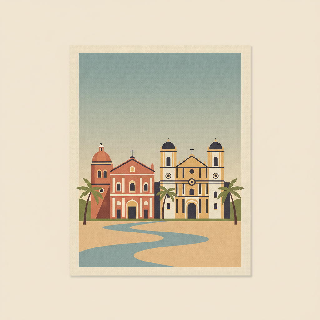 Churches and Convents of Goa — illustrated travel poster