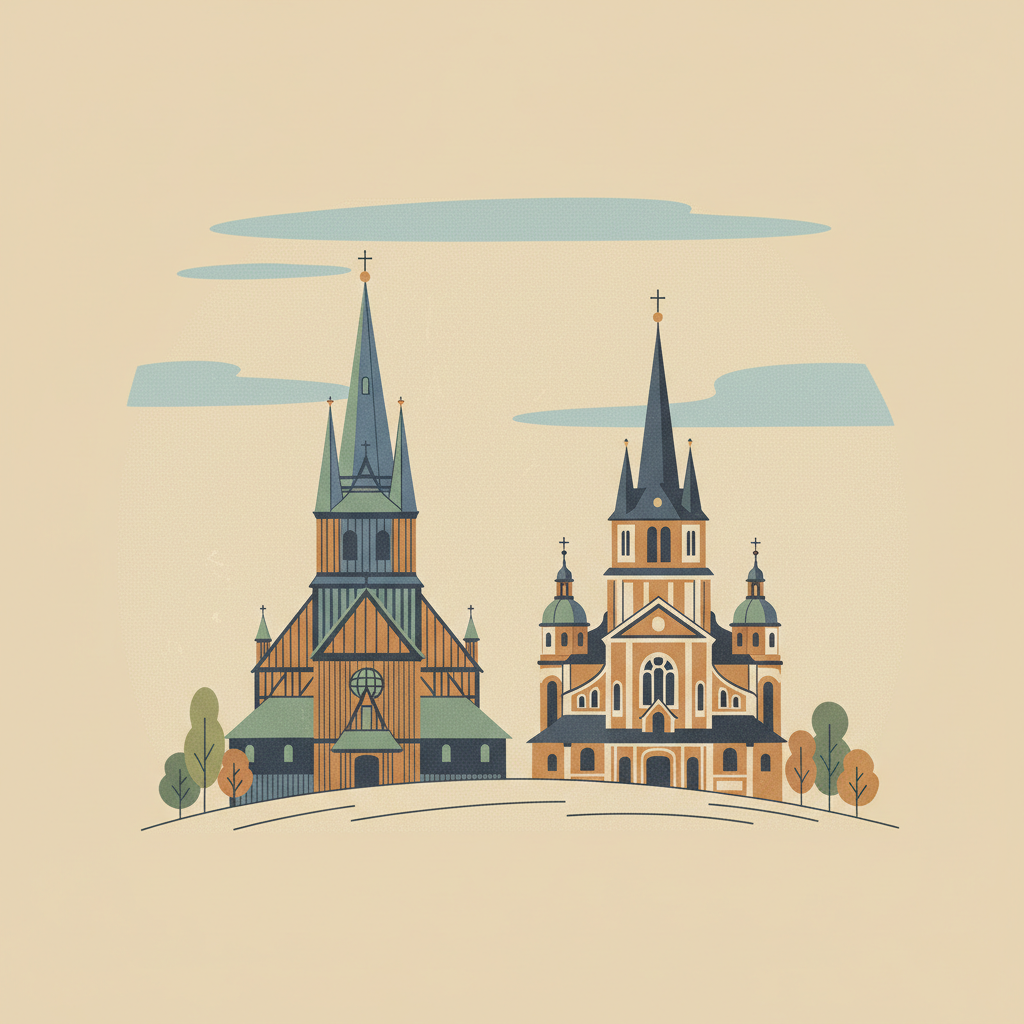 Churches of Peace in Jawor and Świdnica — illustrated travel poster