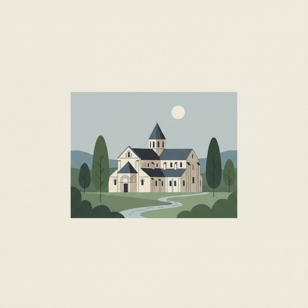 Cistercian Abbey of Fontenay — illustrated travel poster