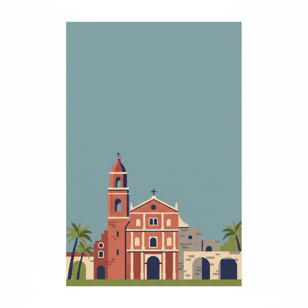 Colonial City of Santo Domingo — illustrated travel poster