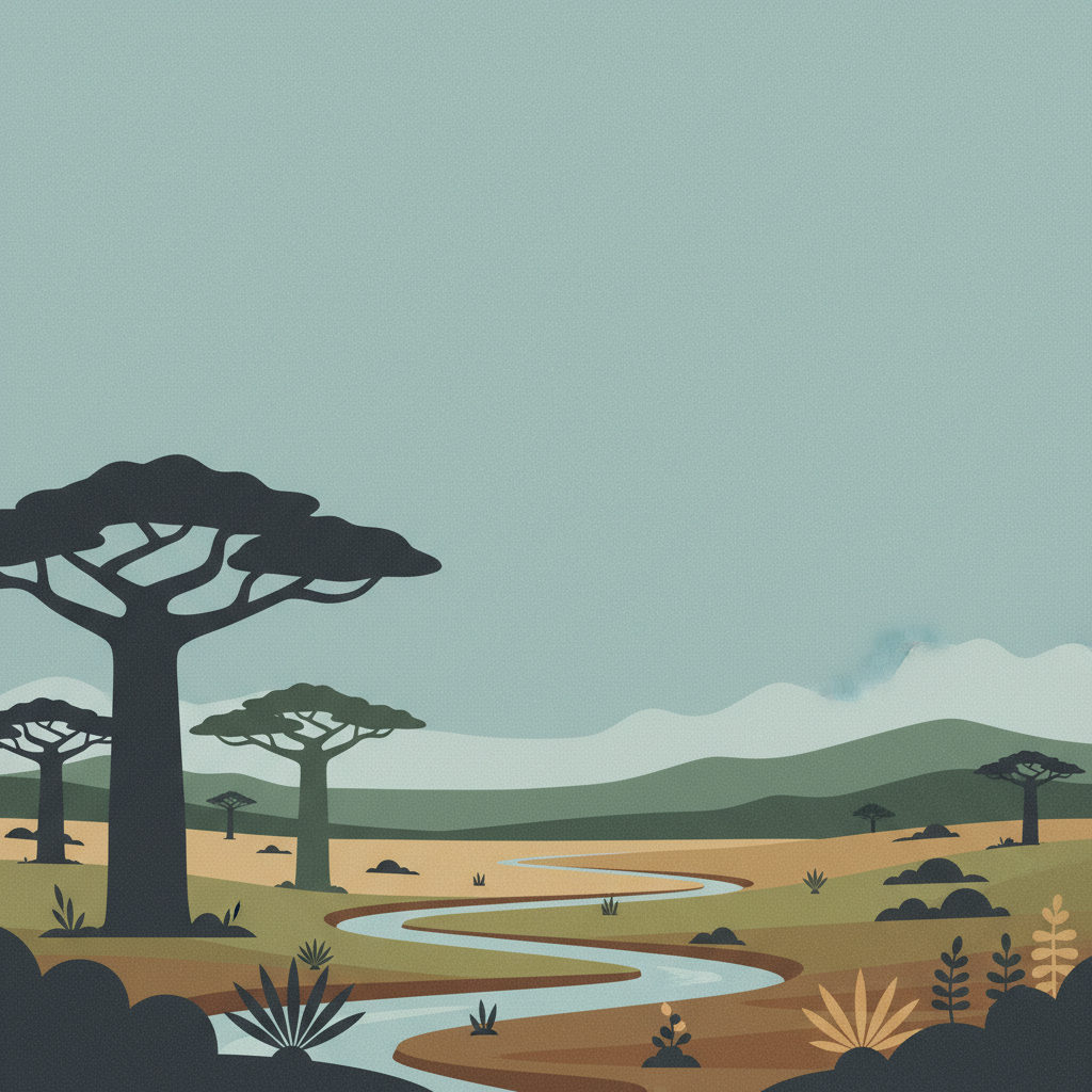 Comoé National Park — illustrated travel poster