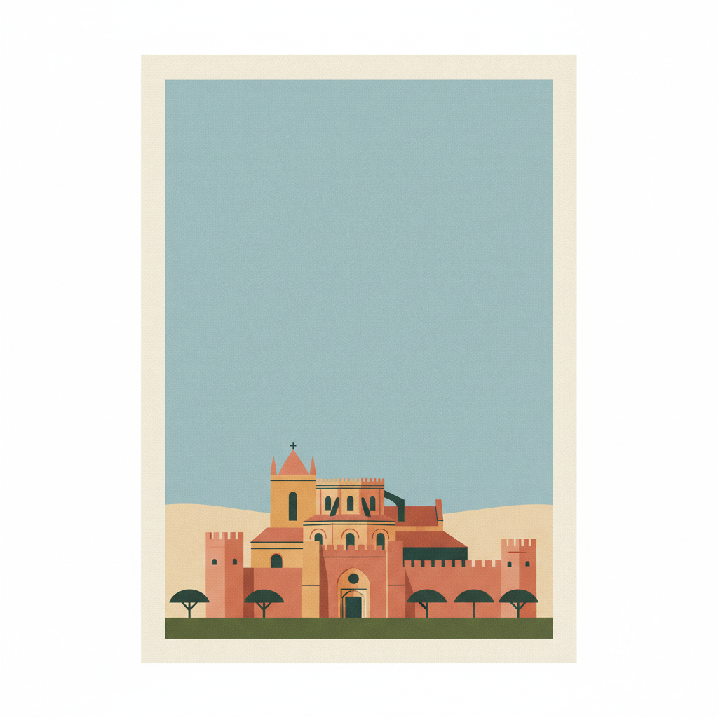 Convent of Christ in Tomar — illustrated travel poster