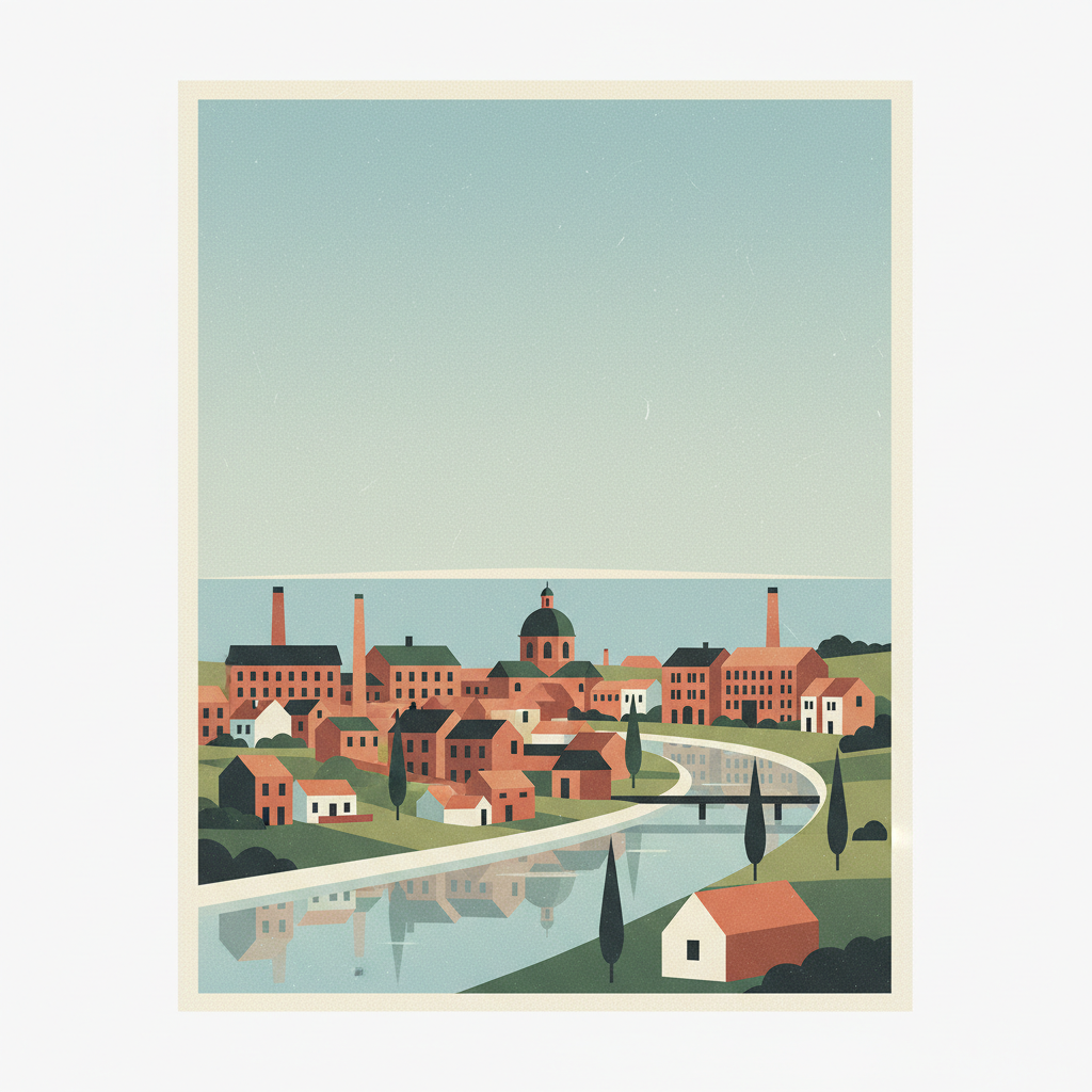 Crespi d'Adda — illustrated travel poster