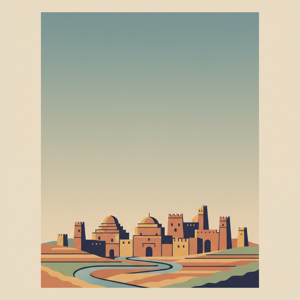 Cultural Heritage Sites of Ancient Khuttal — illustrated travel poster
