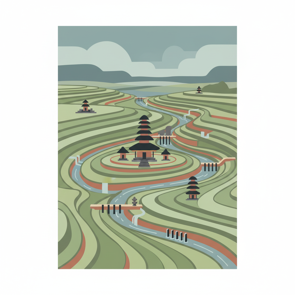 Cultural Landscape of Bali Province: the Subak System as a Manifestation of the Tri Hita Karana Philosophy — illustrated travel poster