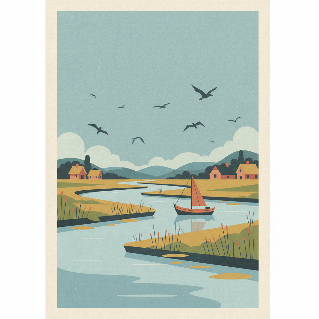 Danube Delta — illustrated travel poster