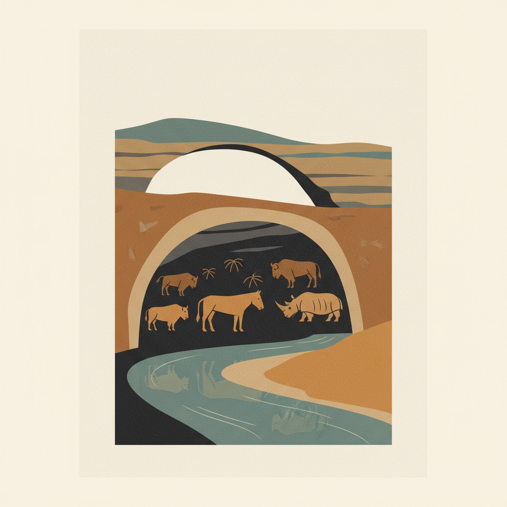 Decorated Cave of Pont d’Arc, known as Grotte Chauvet-Pont d’Arc, Ardèche — illustrated travel poster