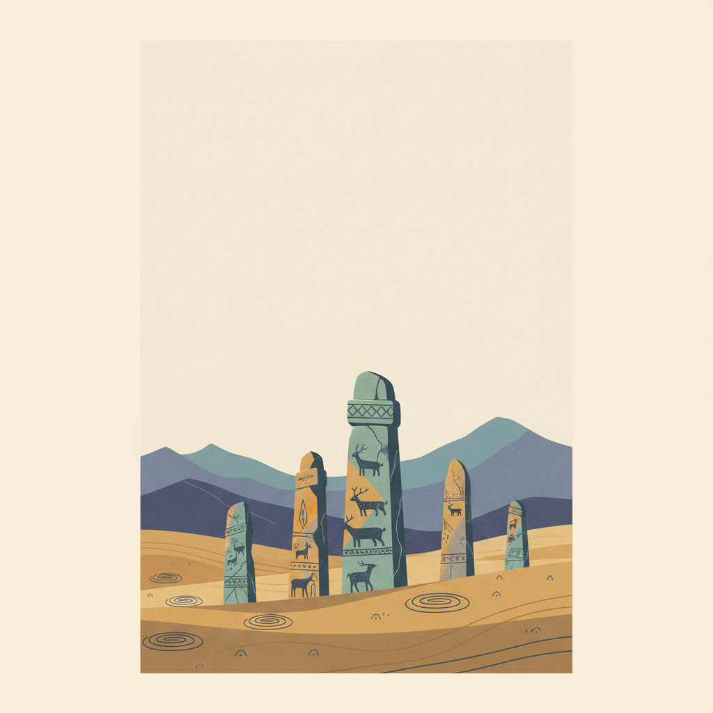 Deer Stone Monuments and Related Bronze Age Sites — illustrated travel poster