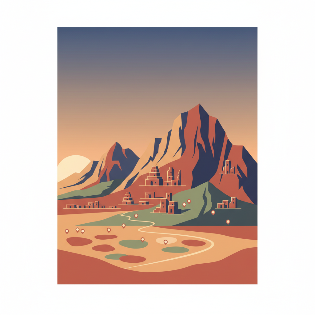 Diy-Gid-Biy Cultural Landscape of the Mandara Mountains — illustrated travel poster