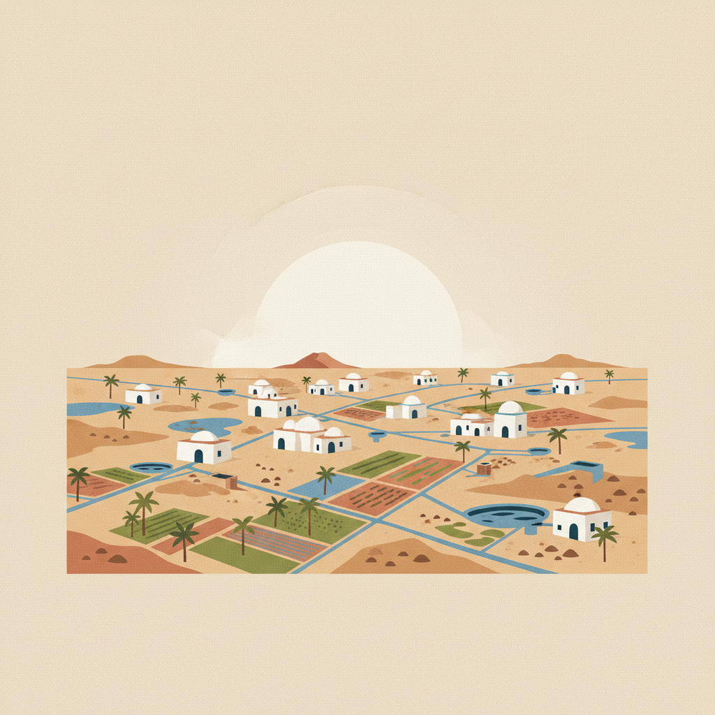 Djerba: Testimony to a settlement pattern in an island territory — illustrated travel poster