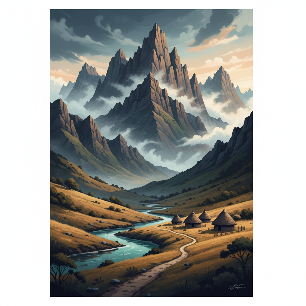 Maloti-Drakensberg Park — illustrated travel poster