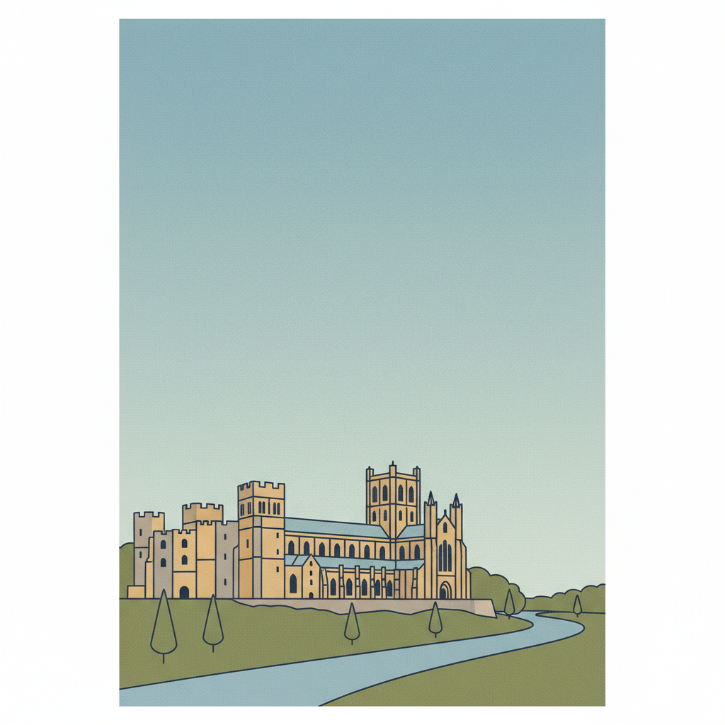 Durham Castle and Cathedral — illustrated travel poster