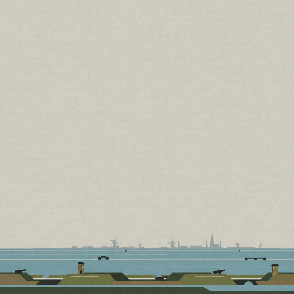 Dutch Water Defence Lines — illustrated travel poster