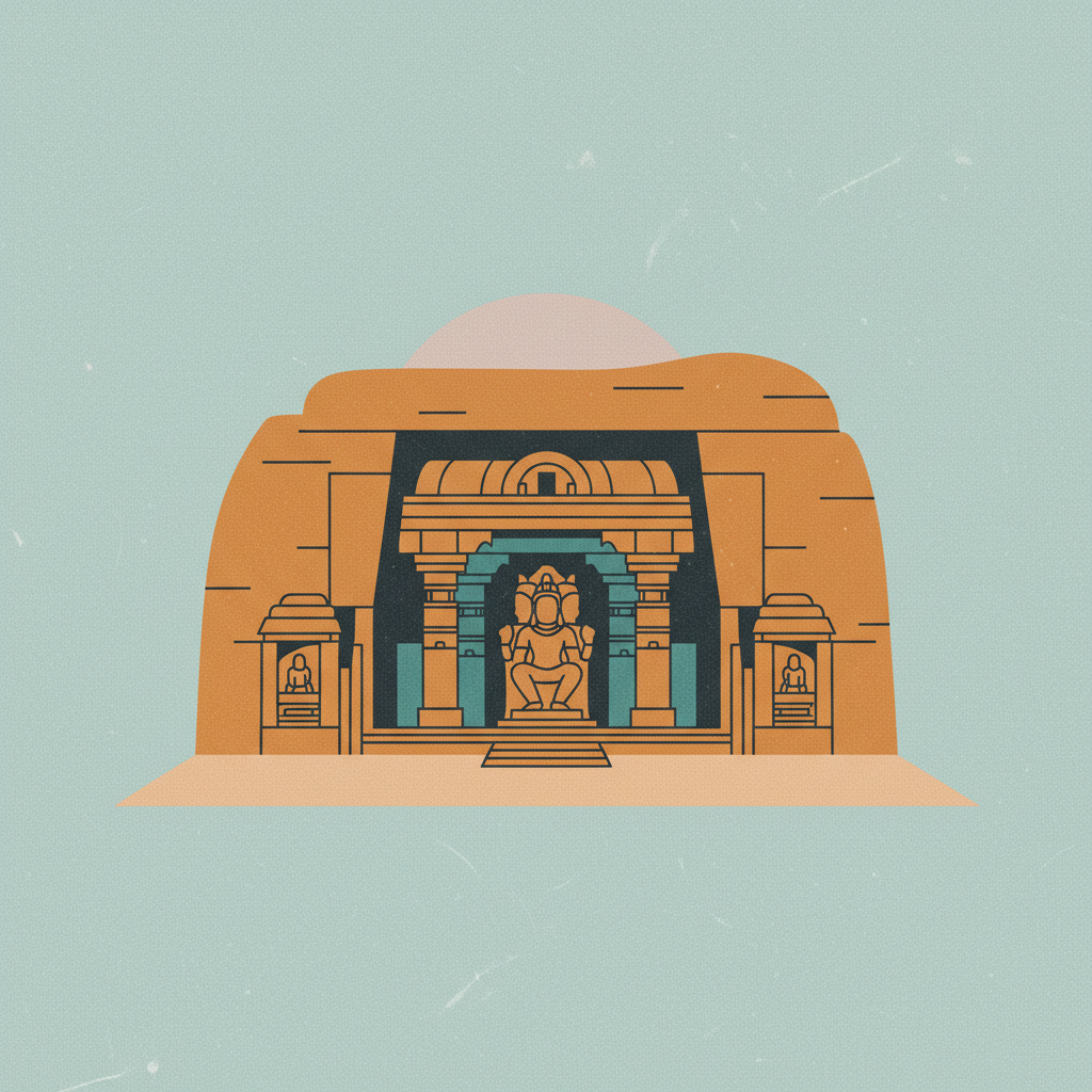 Elephanta Caves — illustrated travel poster
