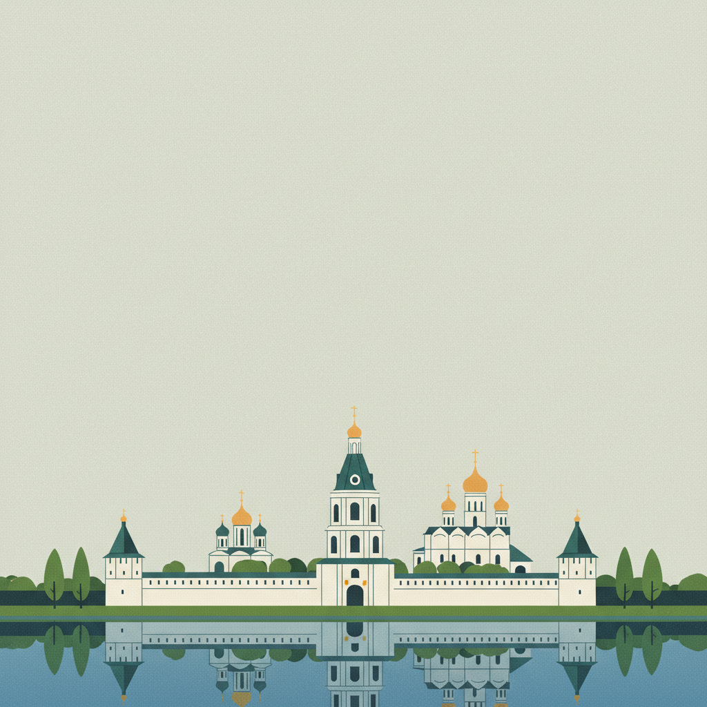 Ensemble of the Novodevichy Convent — illustrated travel poster