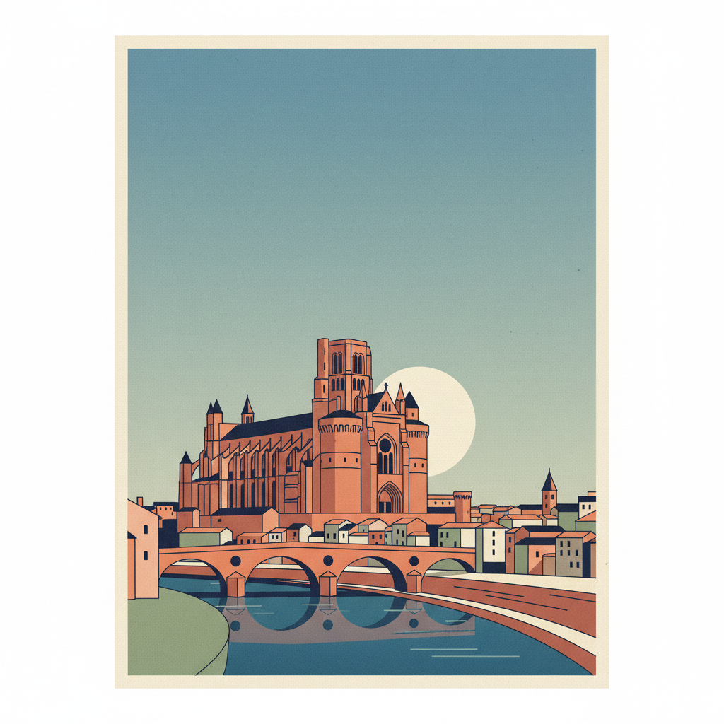 Episcopal City of Albi — illustrated travel poster