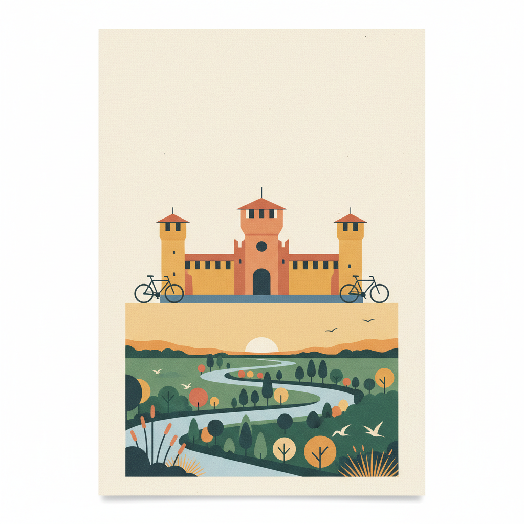 Ferrara, City of the Renaissance, and its Po Delta — illustrated travel poster
