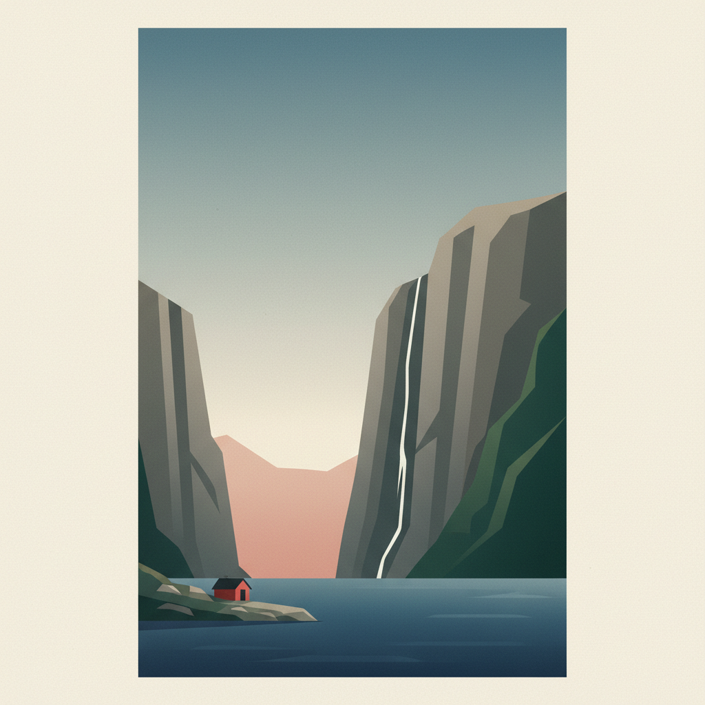 Norwegian Fjords — illustrated travel poster