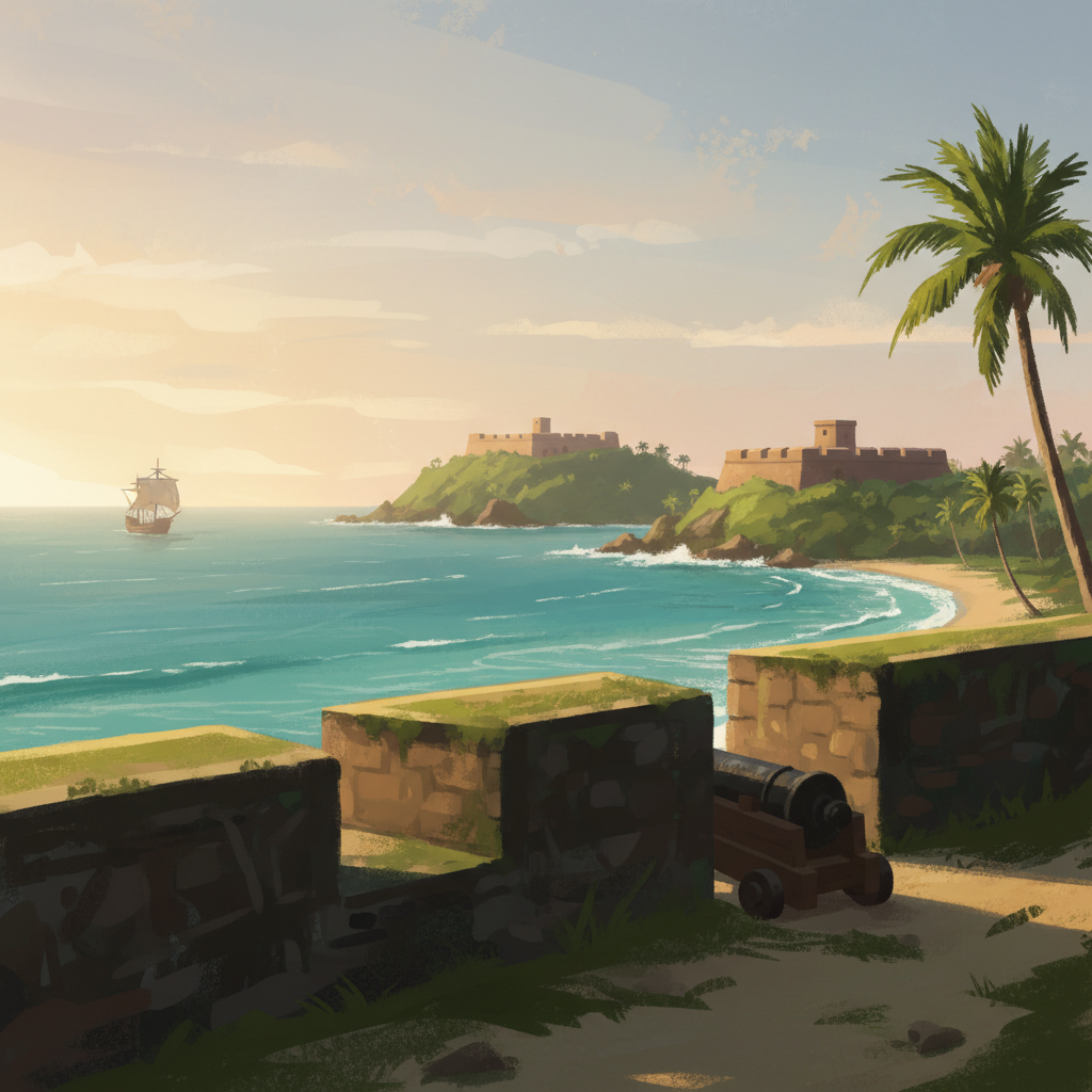 Fortifications on the Caribbean Side of Panama: Portobelo-San Lorenzo — illustrated travel poster
