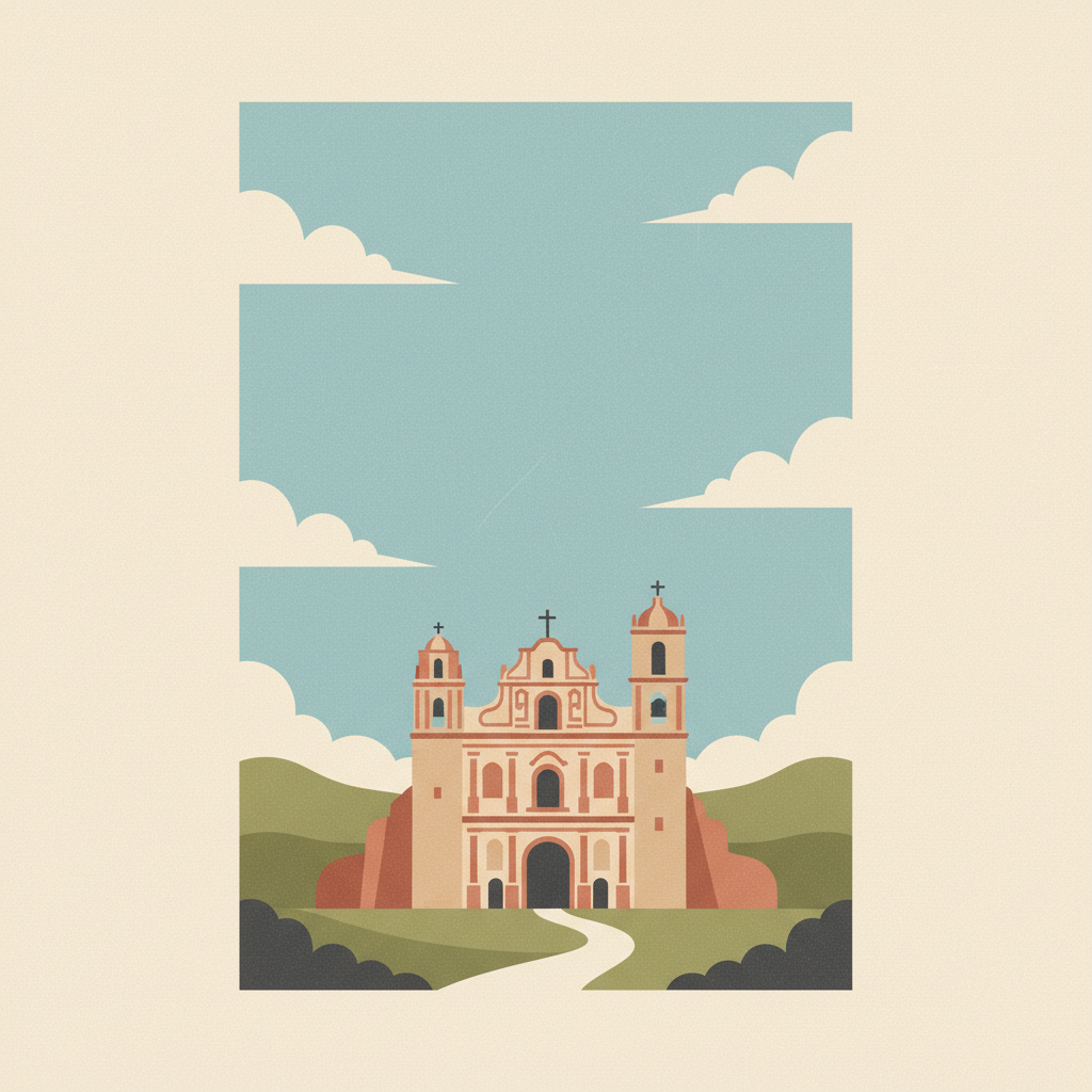 Franciscan Missions in the Sierra Gorda of Querétaro — illustrated travel poster