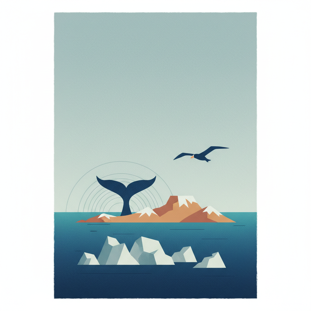French Austral Lands and Seas — illustrated travel poster