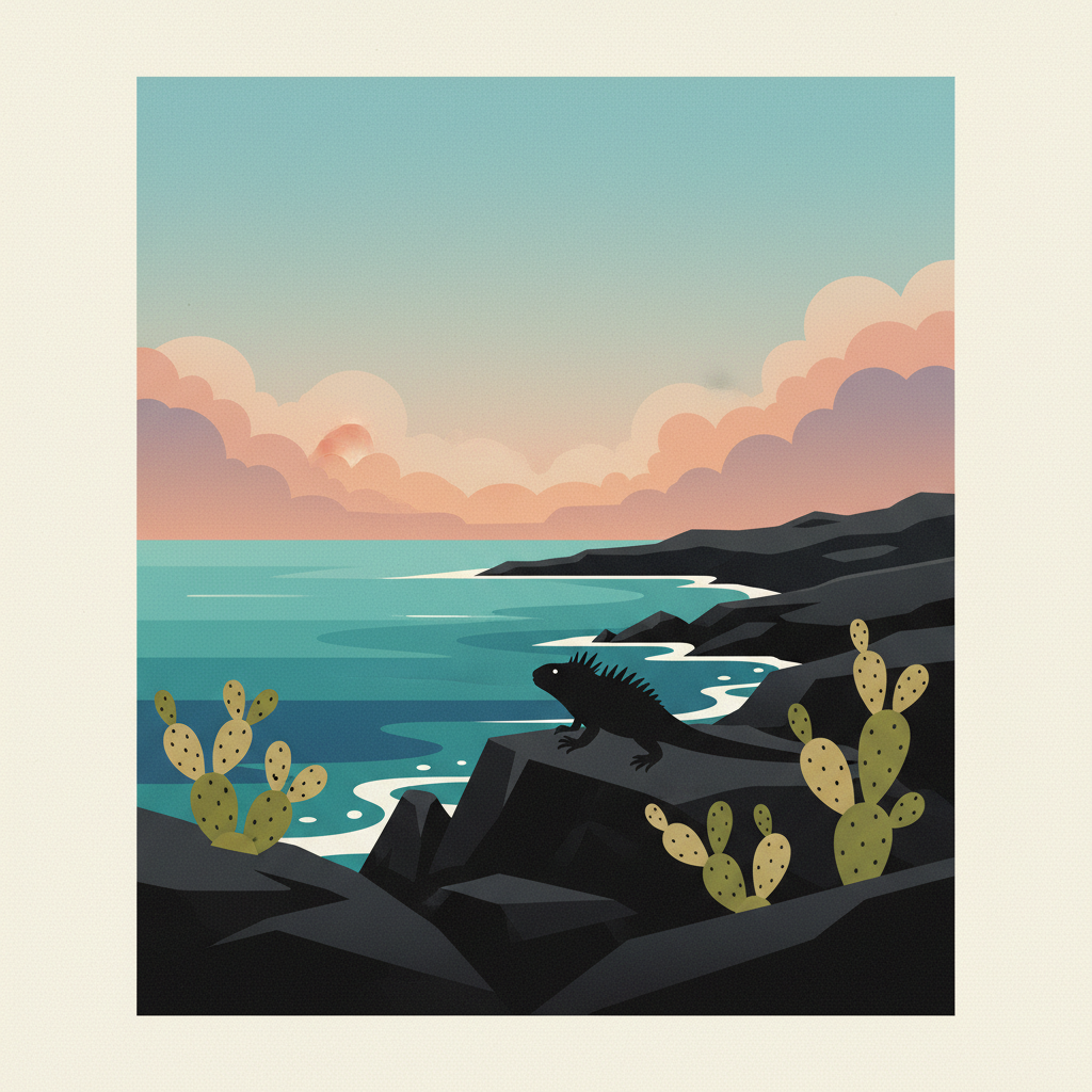 Galápagos Islands — illustrated travel poster