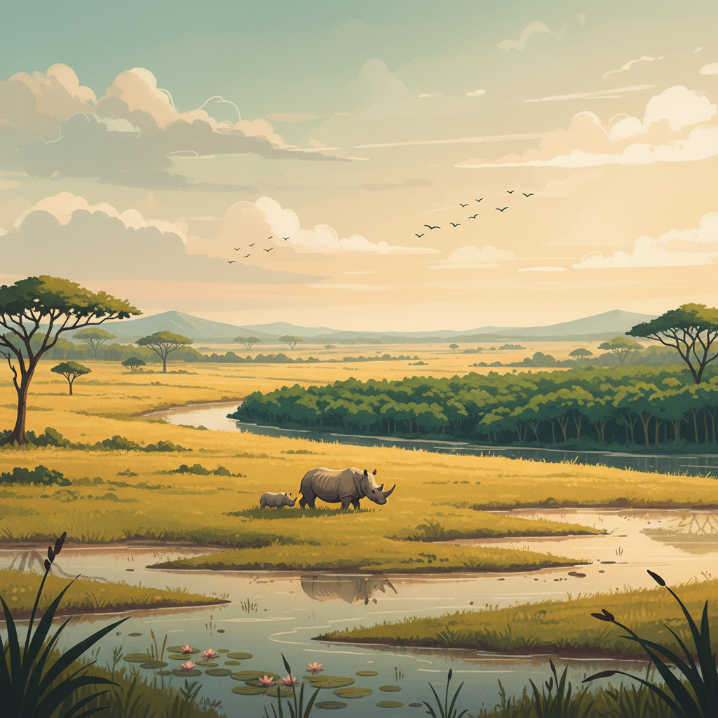 Garamba National Park — illustrated travel poster
