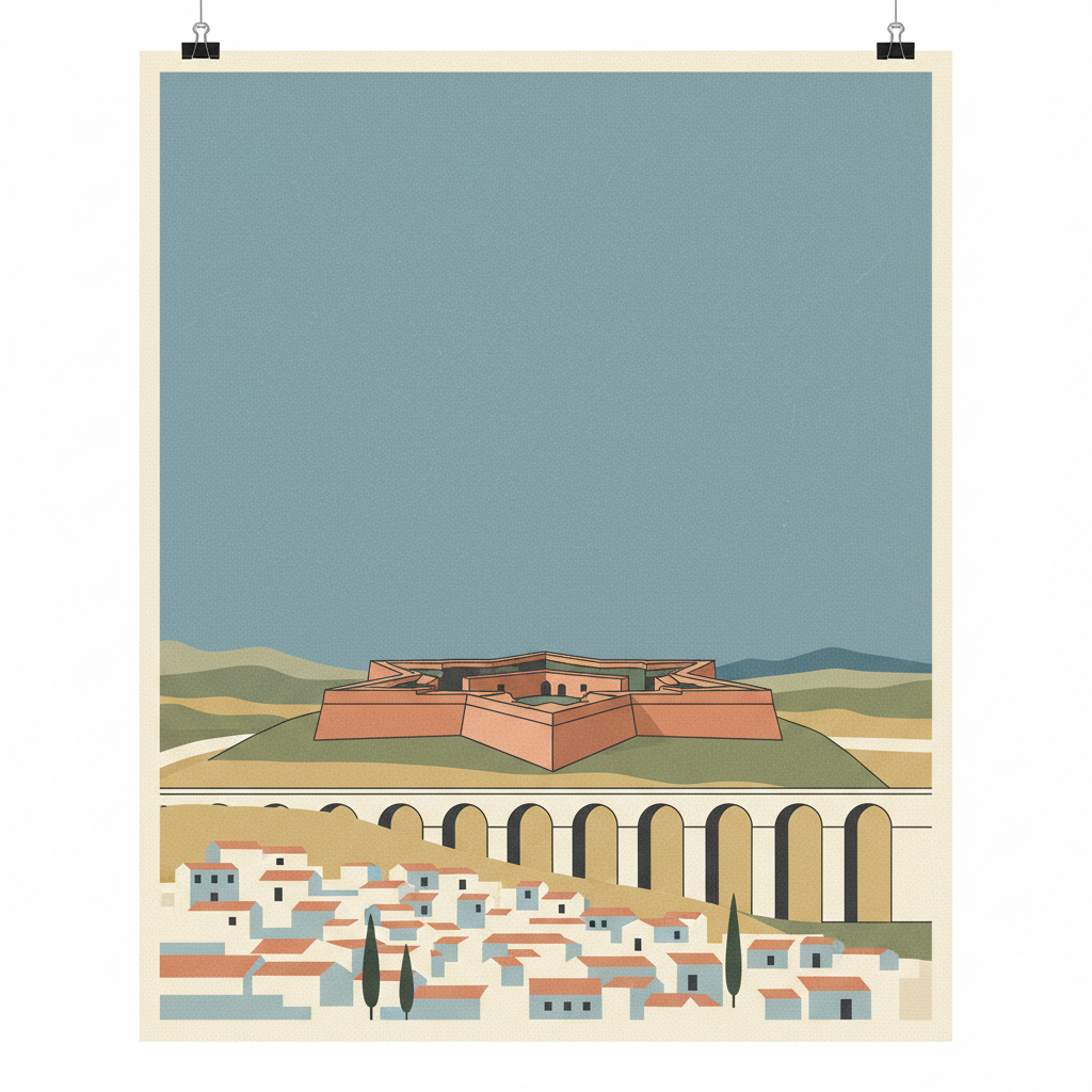 Garrison Border Town of Elvas and its Fortifications — illustrated travel poster