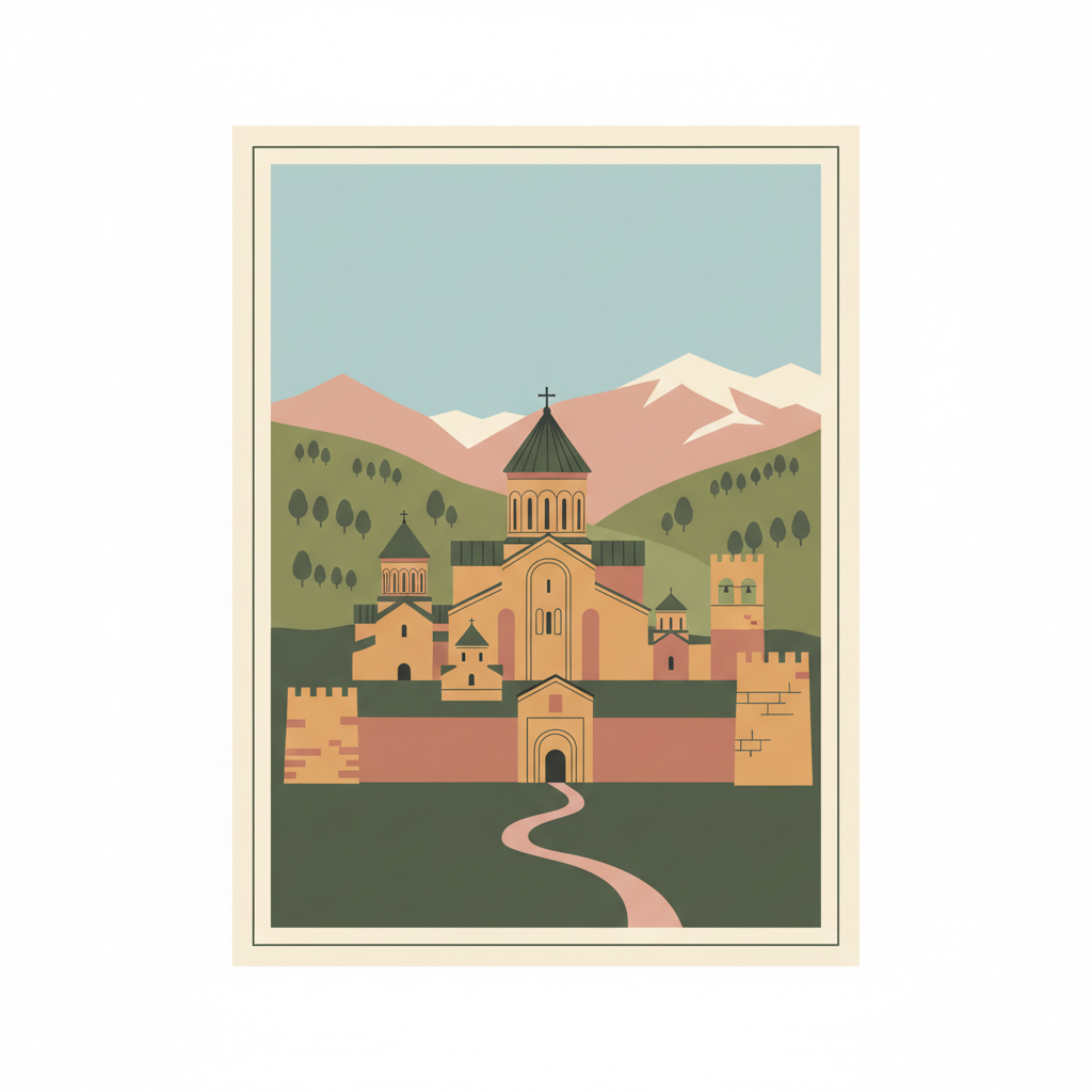 Gelati Monastery — illustrated travel poster
