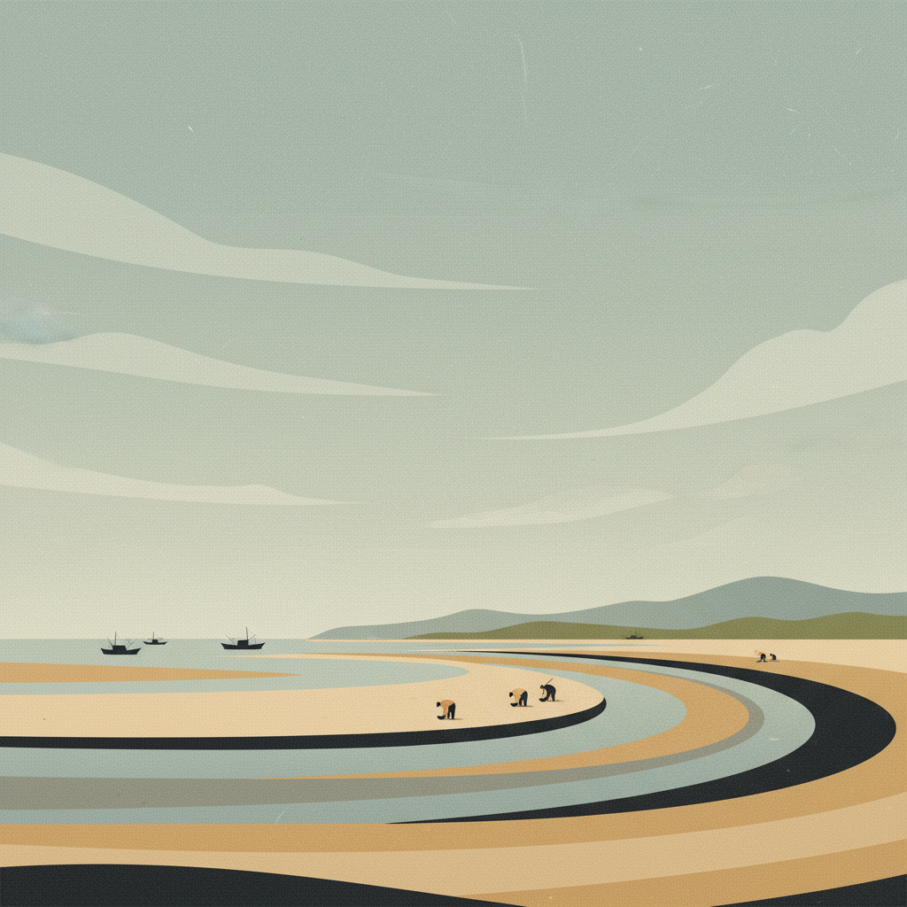 Getbol, Korean Tidal Flats — illustrated travel poster