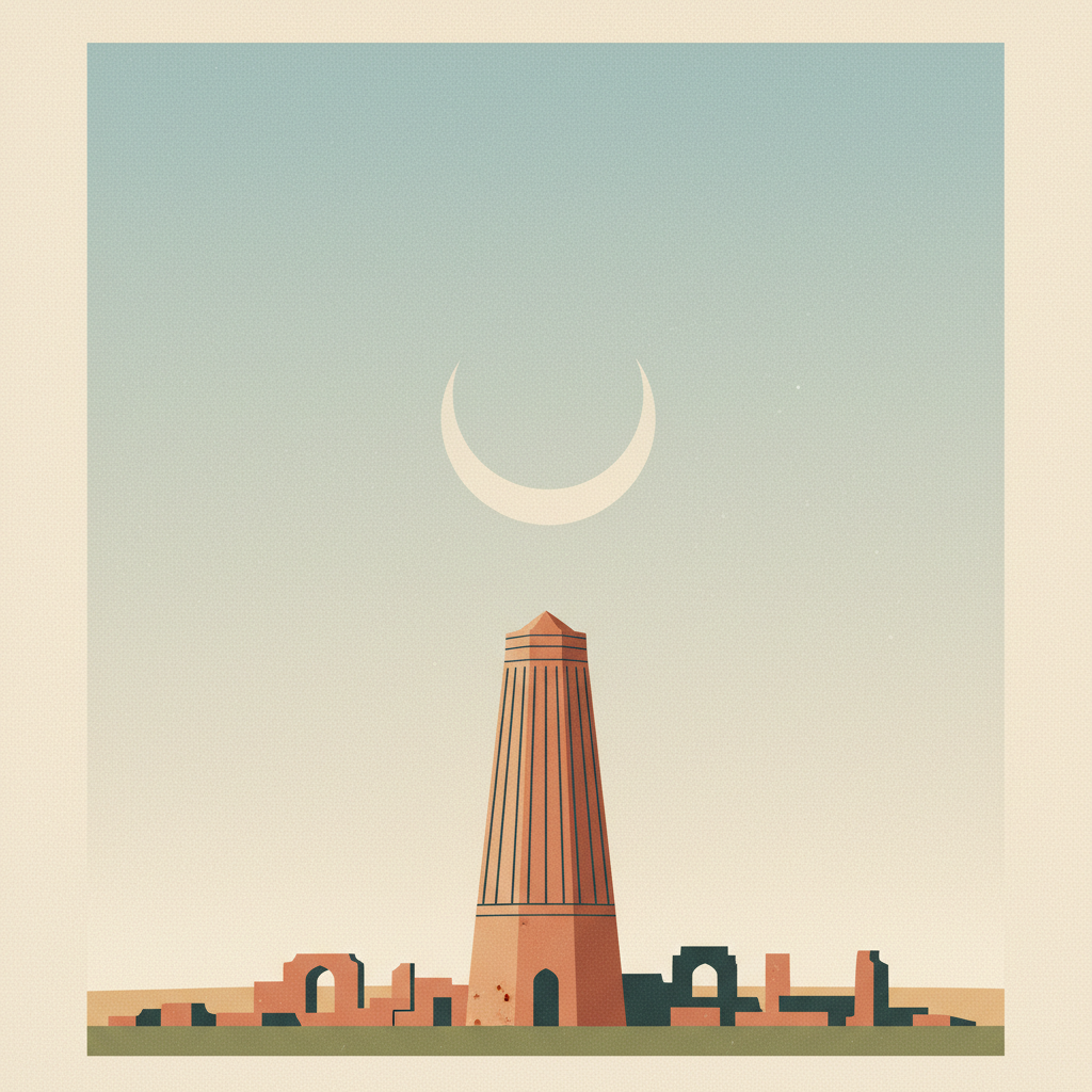 Gonbad-e Qābus — illustrated travel poster