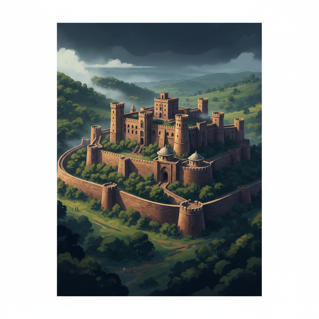 Fasil Ghebbi, Gondar Region — illustrated travel poster