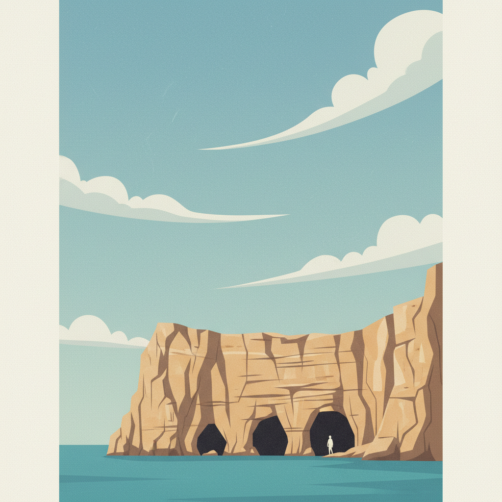 Gorham's Cave Complex — illustrated travel poster