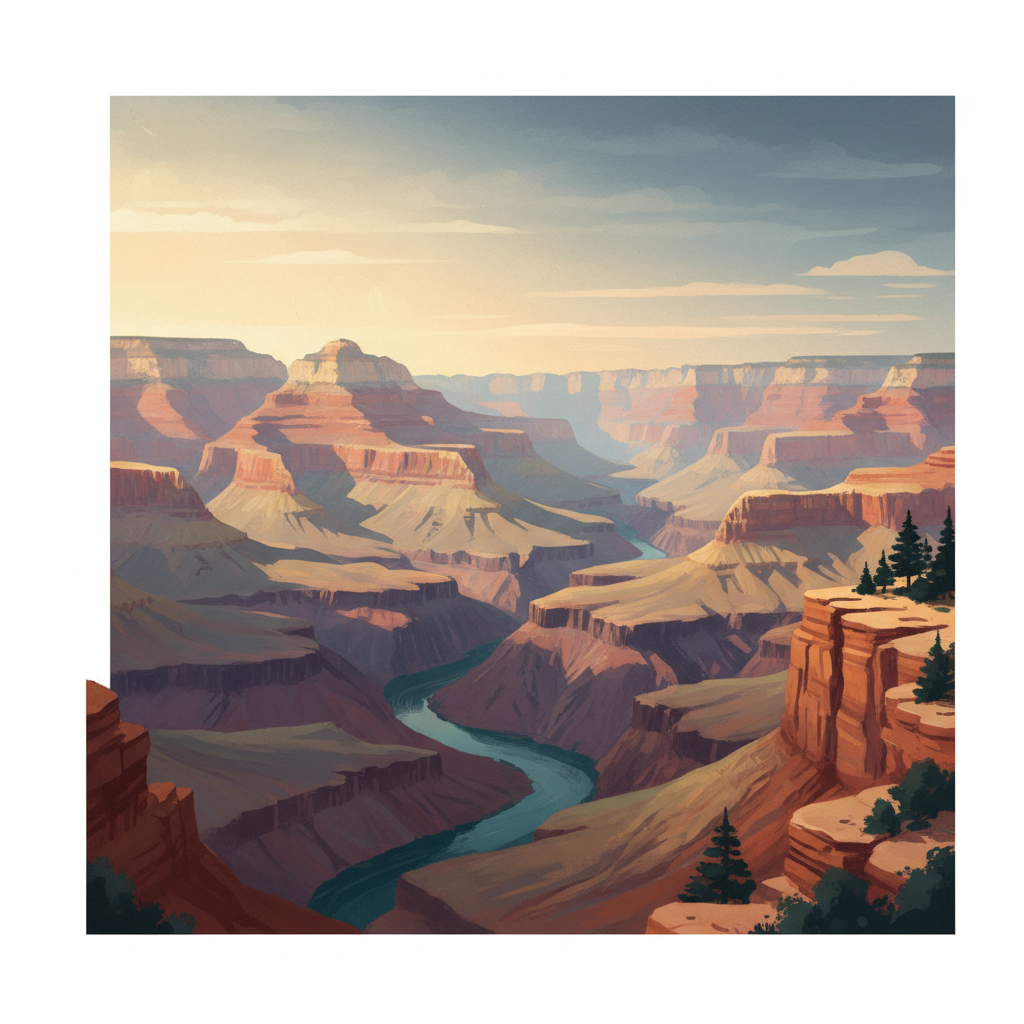 Grand Canyon National Park — illustrated travel poster
