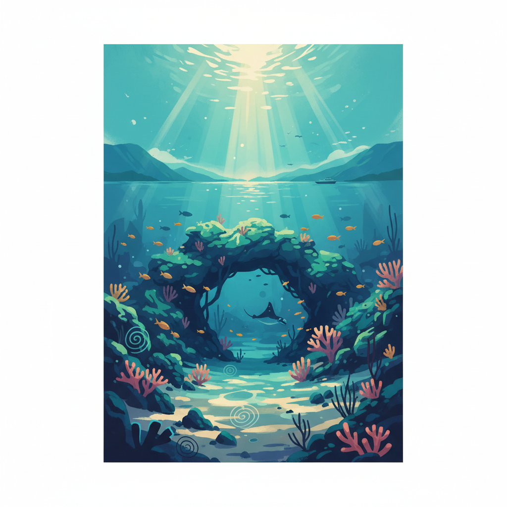 Great Barrier Reef — illustrated travel poster