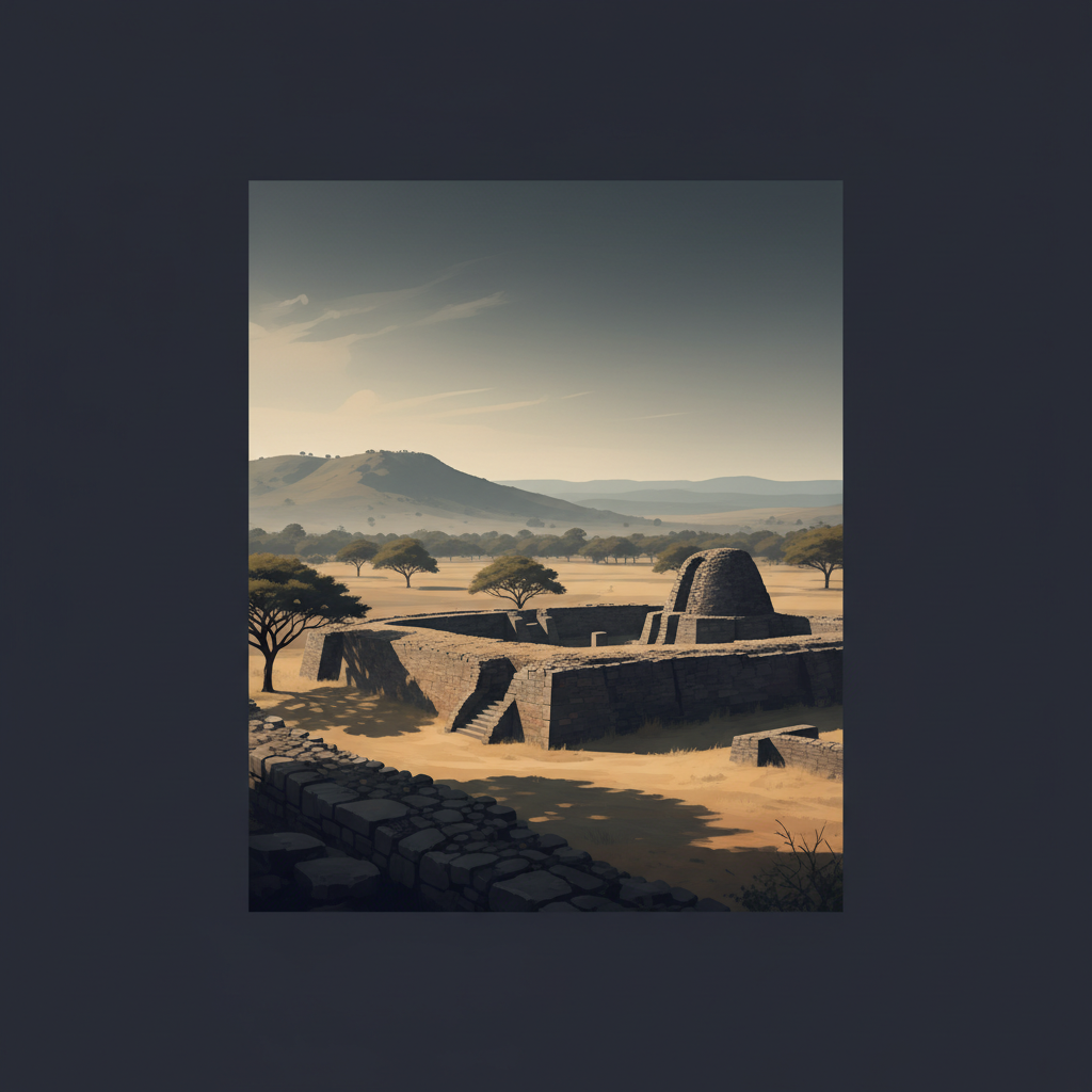 Great Zimbabwe National Monument — illustrated travel poster