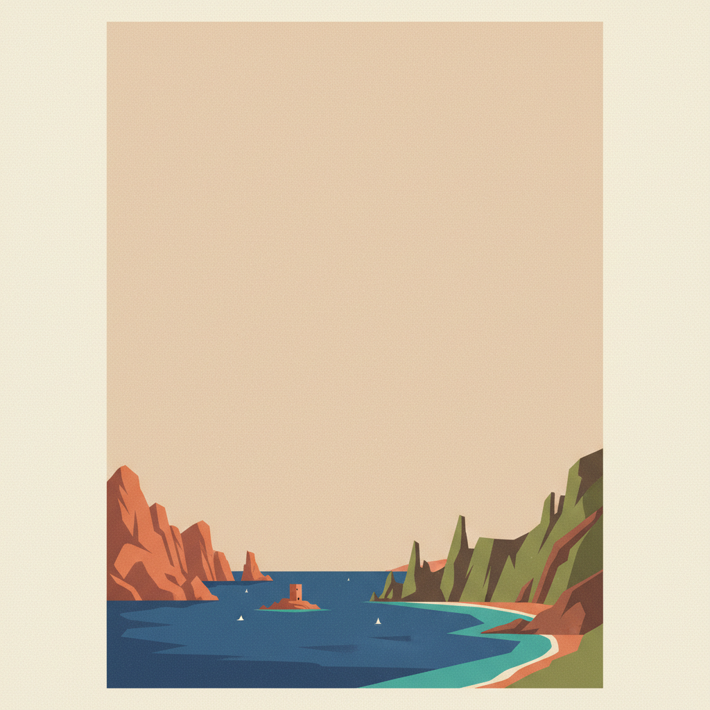 Gulf of Porto: Calanche of Piana, Gulf of Girolata, Scandola Reserve — illustrated travel poster