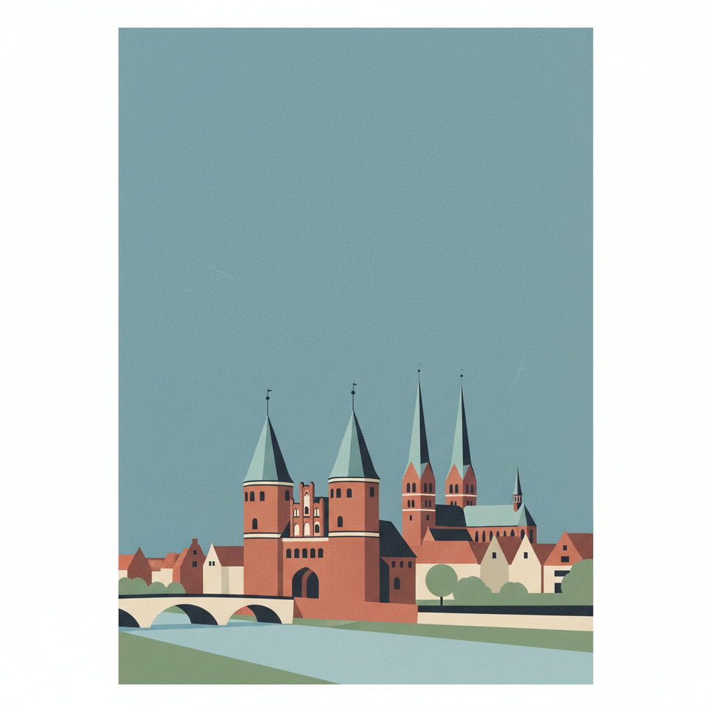 Hanseatic City of Lübeck — illustrated travel poster