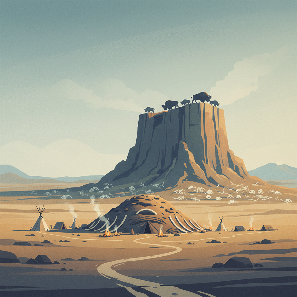 Head-Smashed-In Buffalo Jump — illustrated travel poster