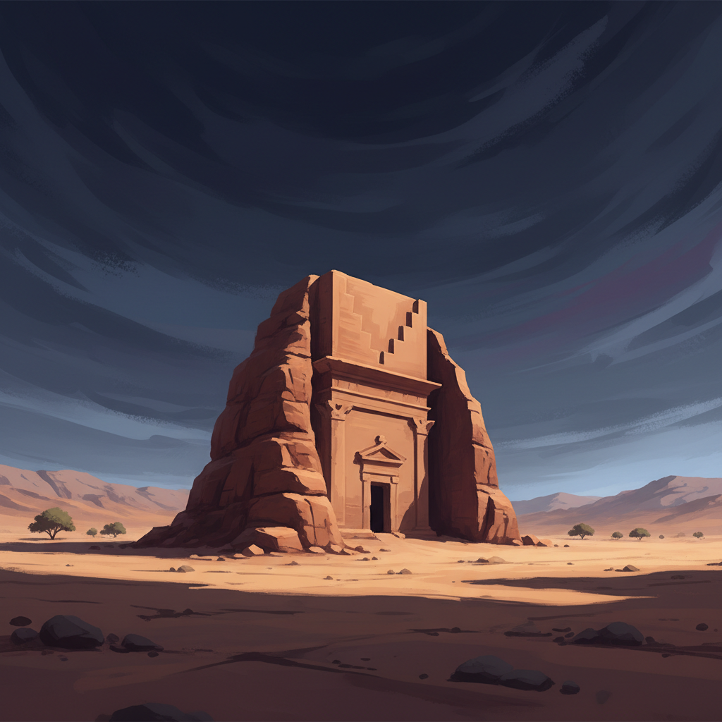 Hegra Archaeological Site (al-Hijr / Madā ͐ in Ṣāliḥ) — illustrated travel poster