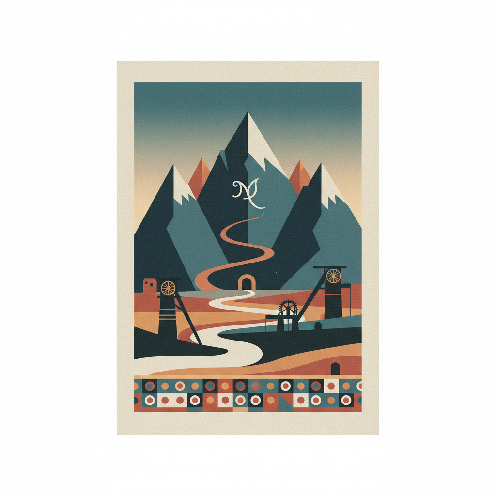 Heritage of Mercury. Almadén and Idrija — illustrated travel poster
