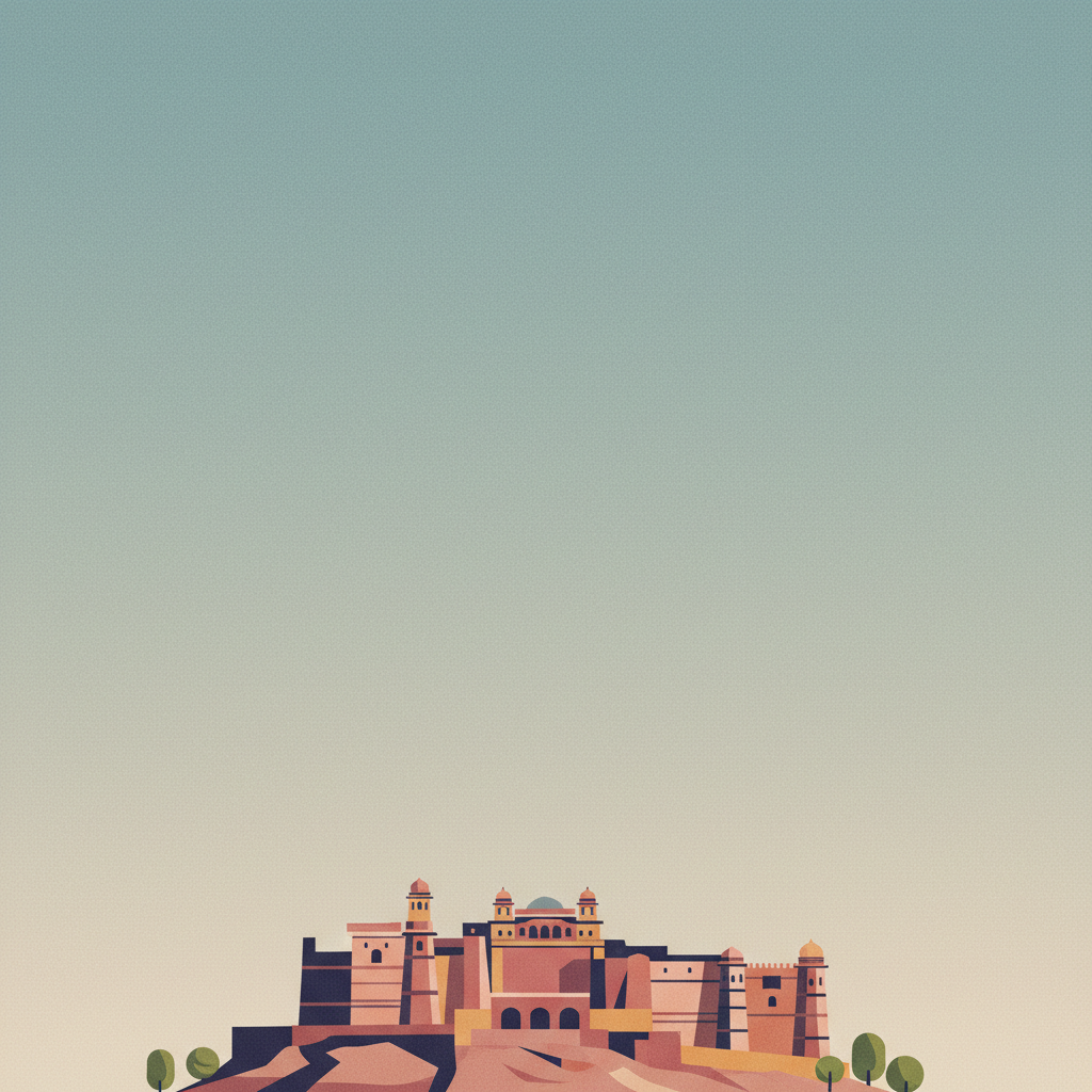 Hill Forts of Rajasthan — illustrated travel poster