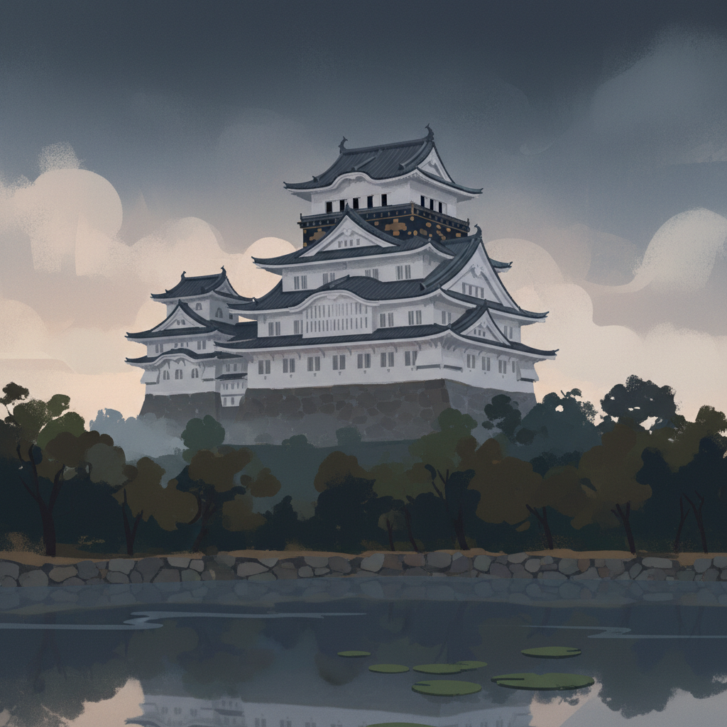 Himeji-jo — illustrated travel poster