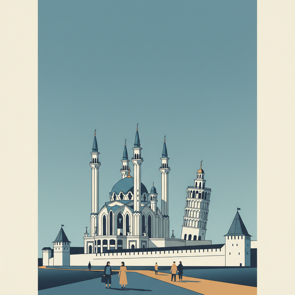 Historic and Architectural Complex of the Kazan Kremlin — illustrated travel poster