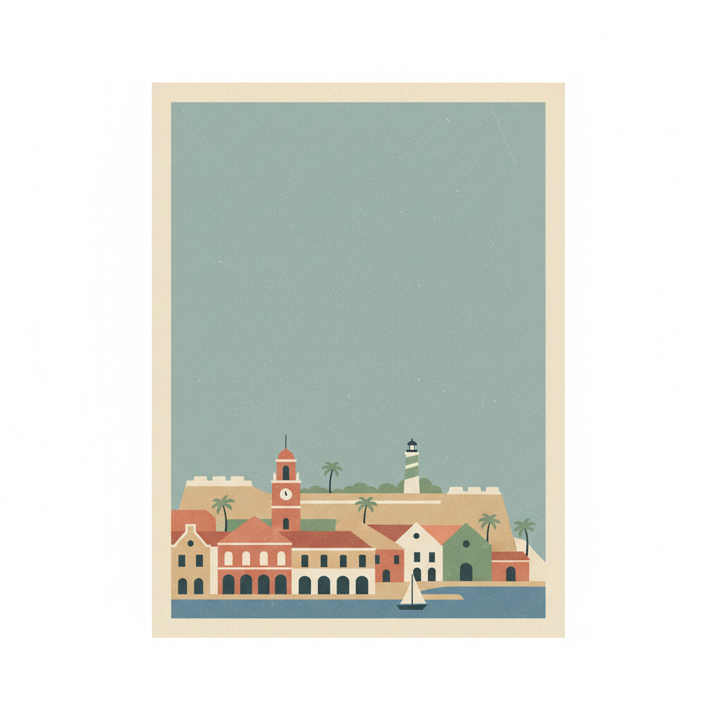 Historic Bridgetown and its Garrison — illustrated travel poster