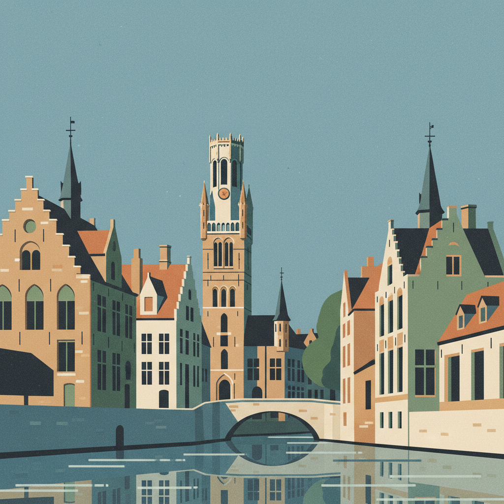 Historic Centre of Brugge — illustrated travel poster