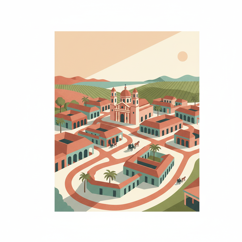 Historic Centre of Camagüey — illustrated travel poster