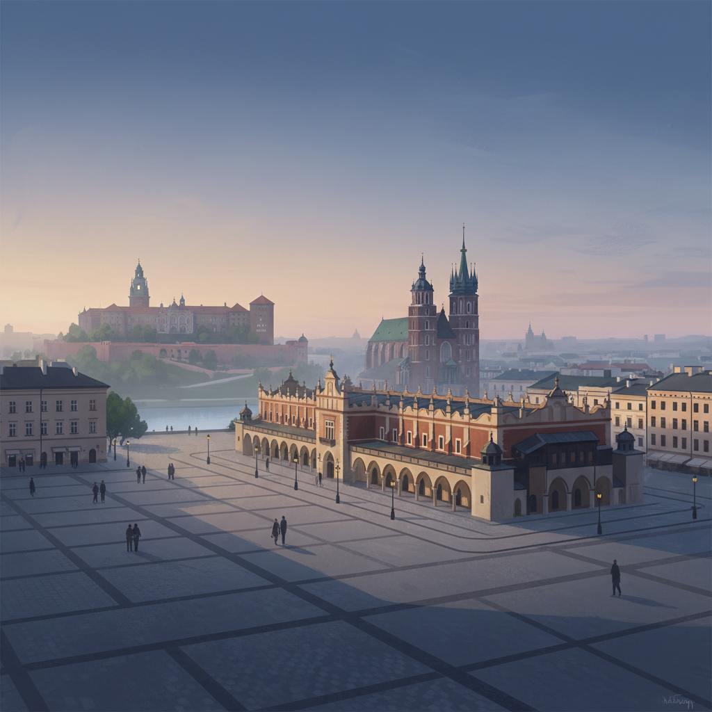 Historic Centre of Kraków — illustrated travel poster