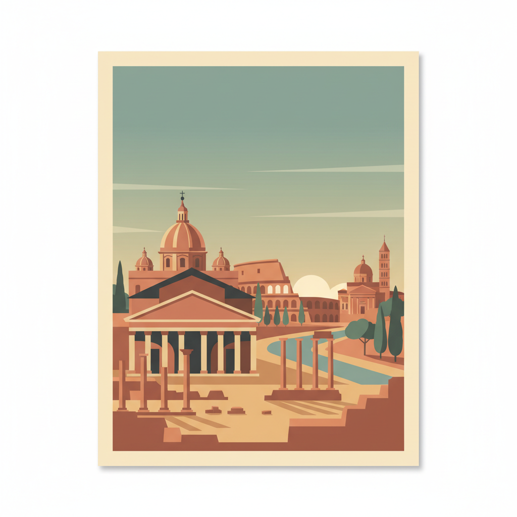 Historic Centre of Rome, the Properties of the Holy See in that City Enjoying Extraterritorial Rights and San Paolo Fuori le Mura — illustrated travel poster