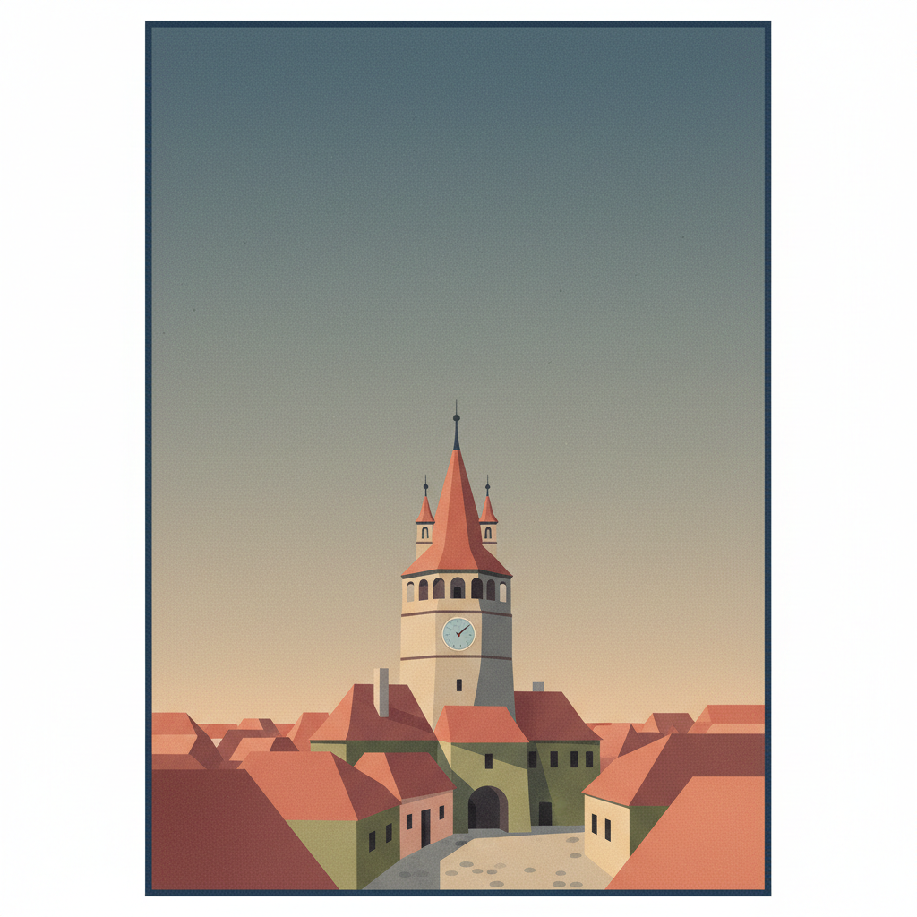 Historic Centre of Sighişoara — illustrated travel poster